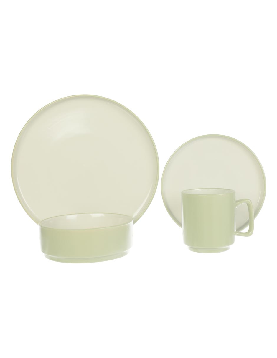 Vajilla cerrada soft de stoneware para 4 personas