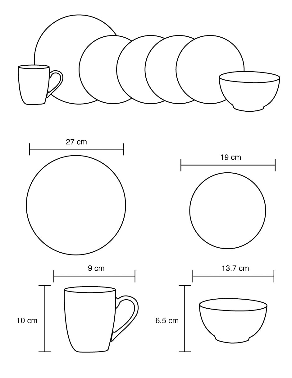 Vajilla cerrada lua de porcelana para 4 personas 4