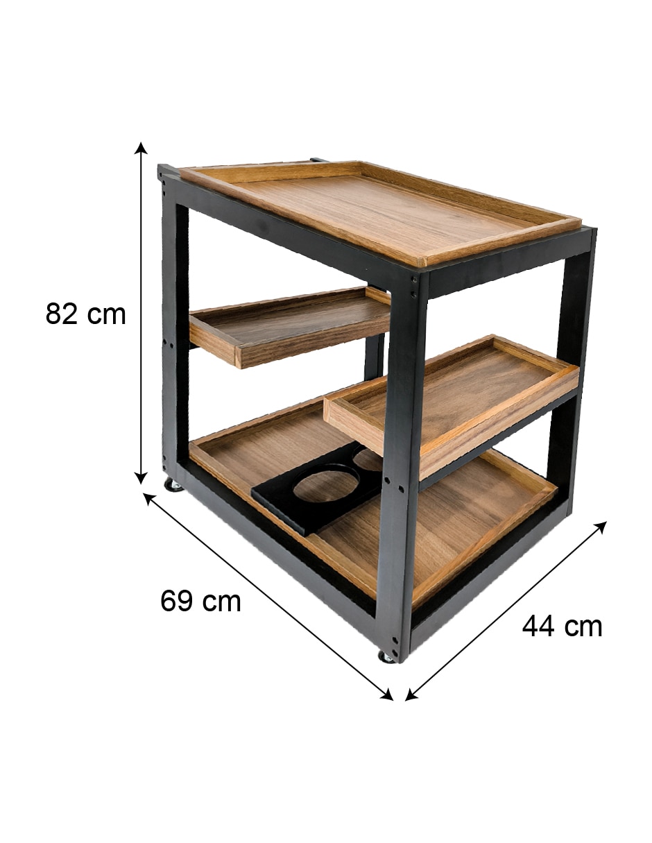 Carro de servicio áreas múltiples madera 5