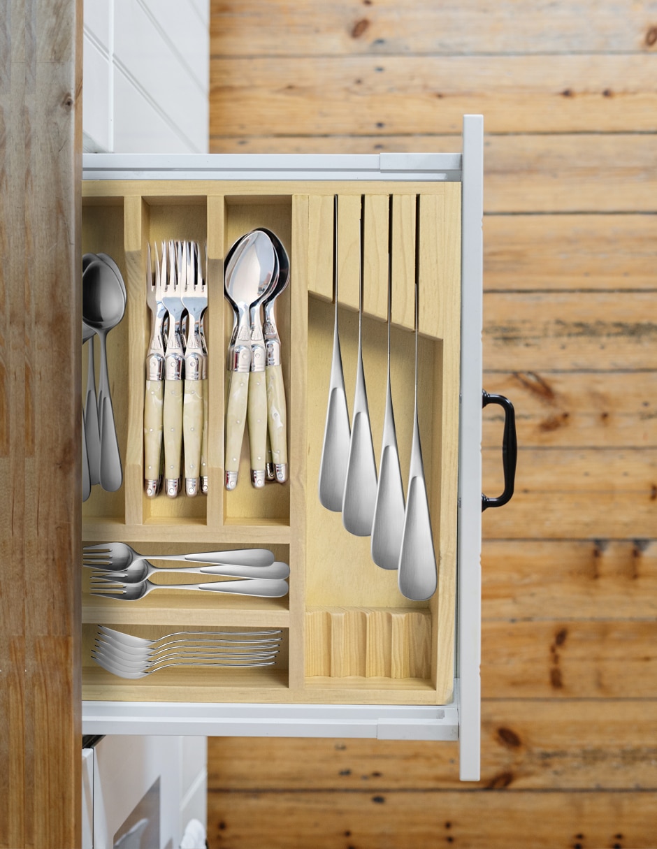 Porta cubiertos organiza cubiertos de madera 10