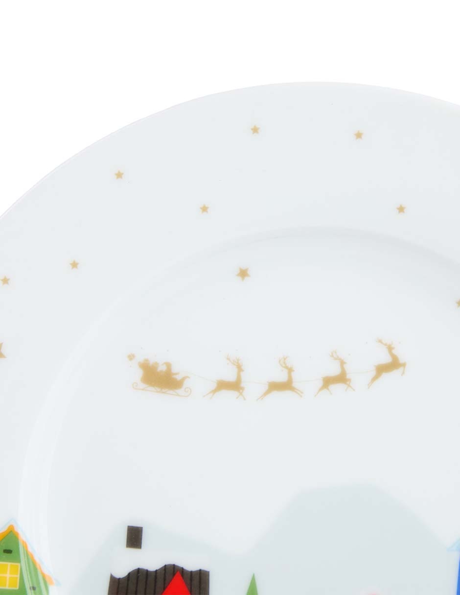 Plato ensalada navideño Christmas Village de porcelana 3