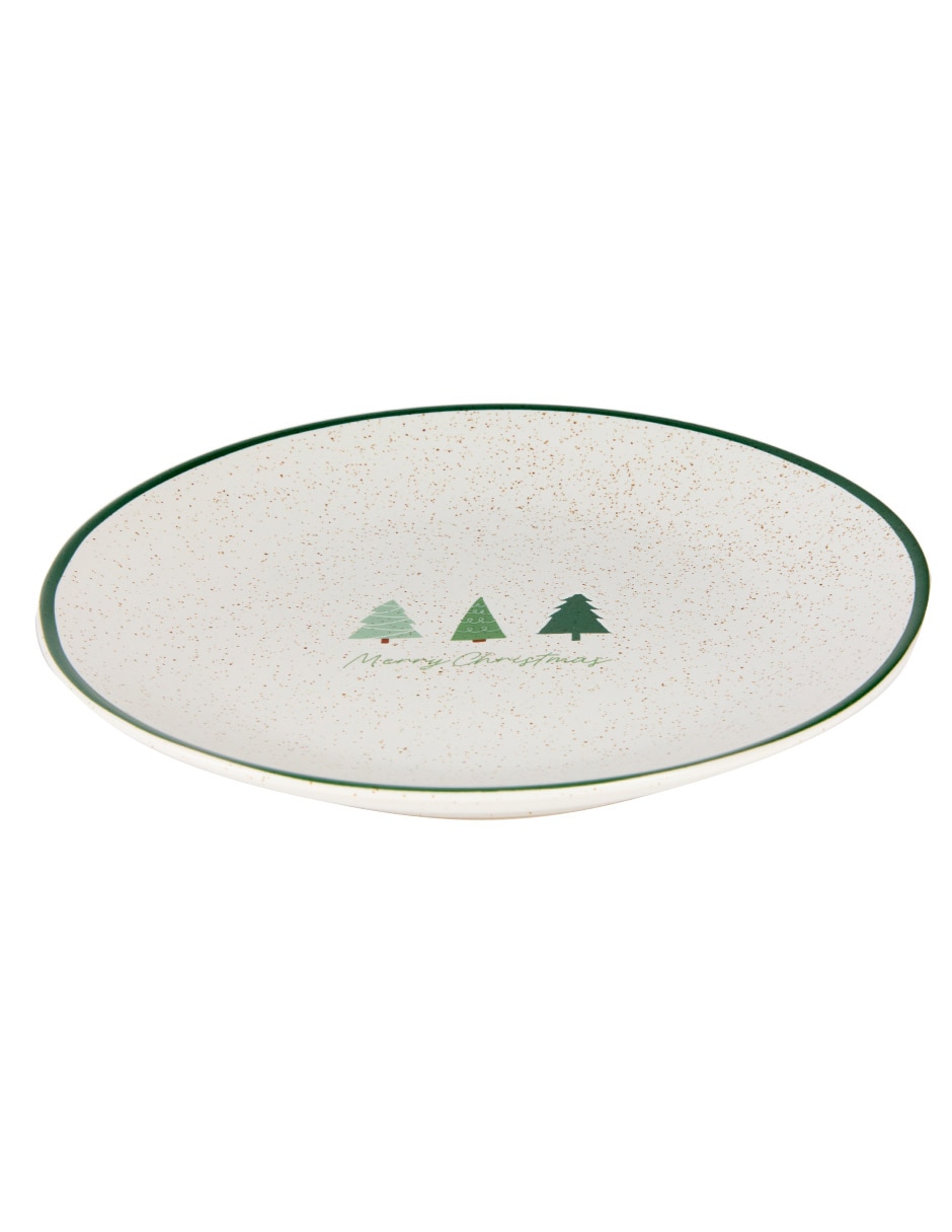 Plato ensalada navideño Christmas Trees de stoneware Plato ensalada navideño Christmas Trees de stoneware