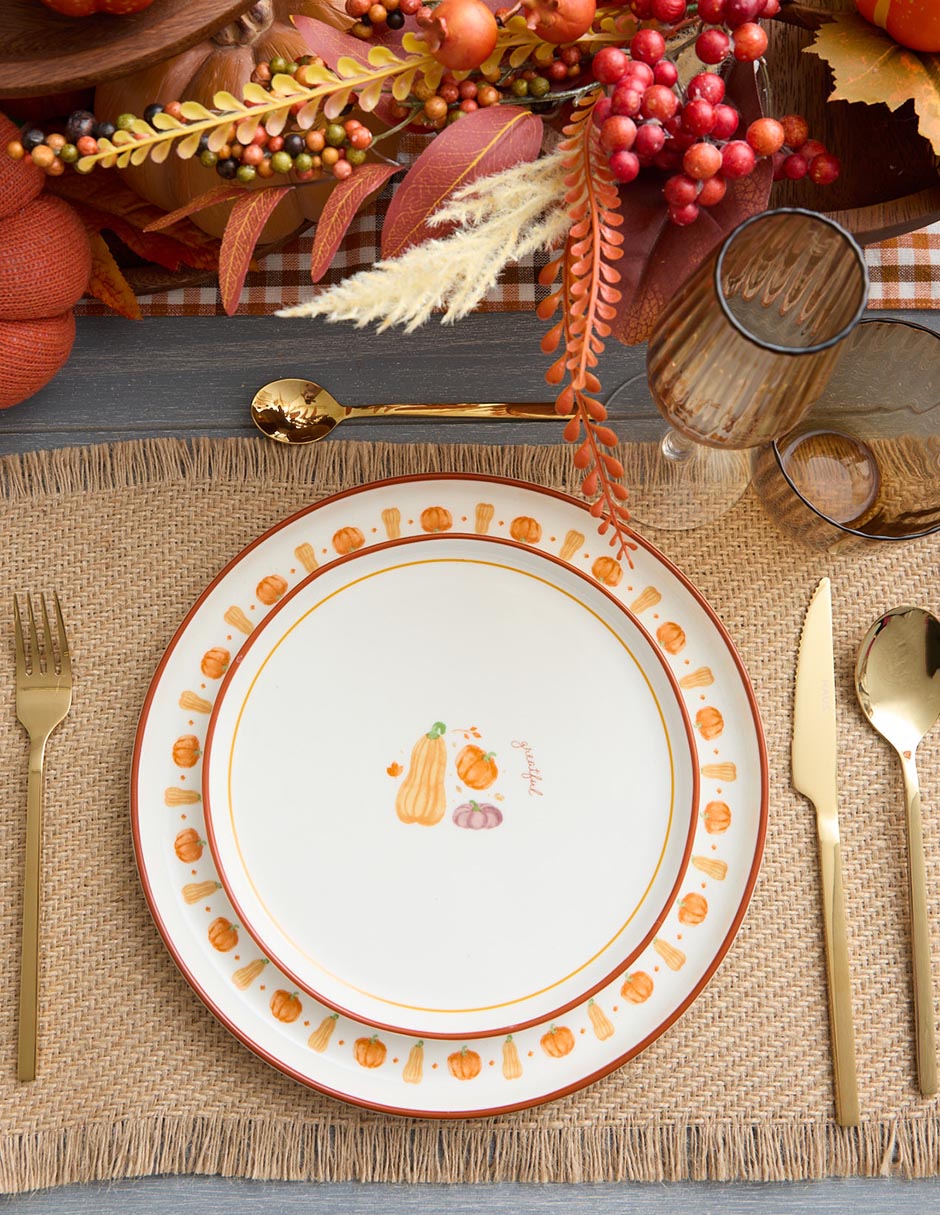 Plato ensalada Harvest Pumpkins de stoneware 4