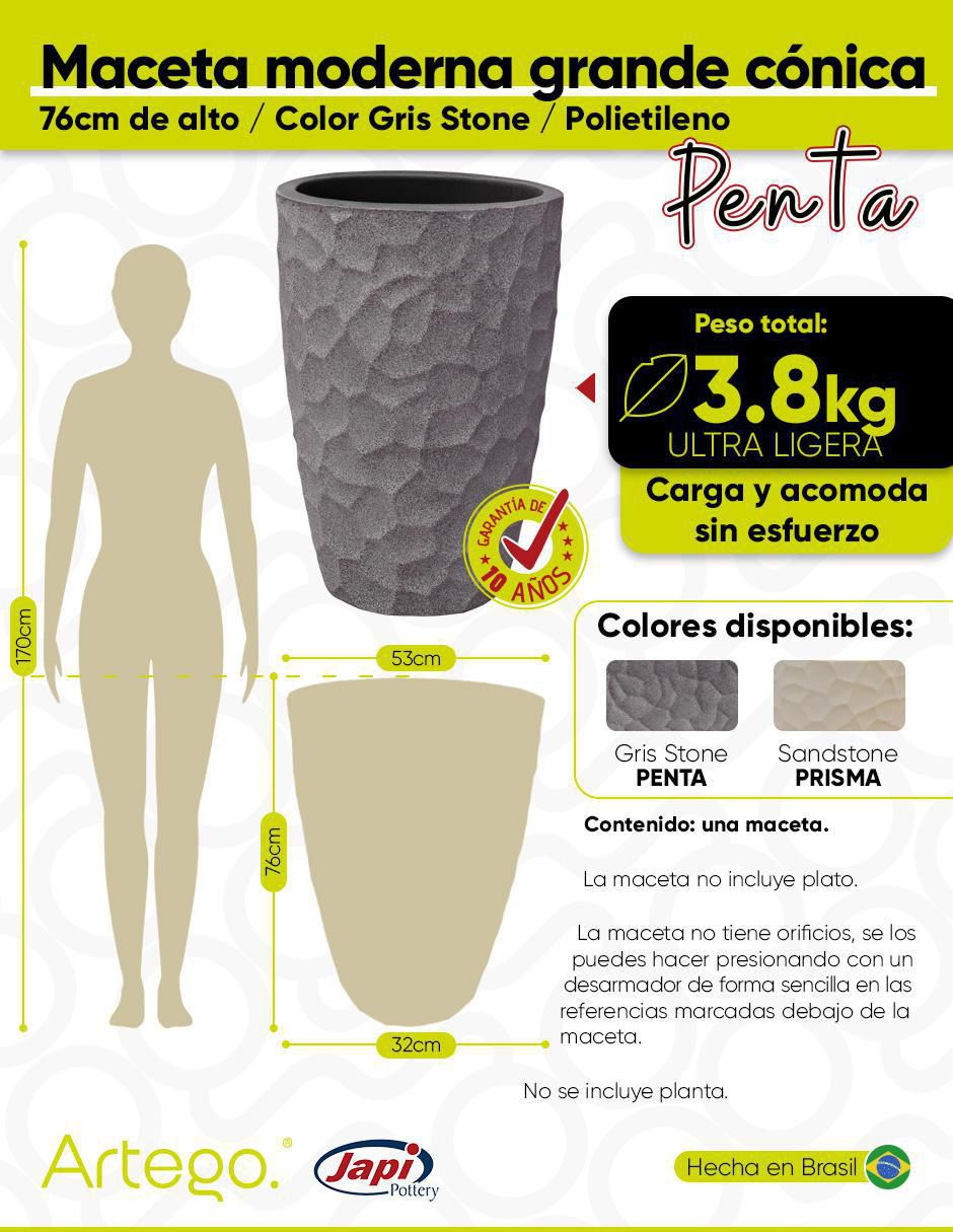Maceta artego ultra ligera japi "de" plástico "con" no