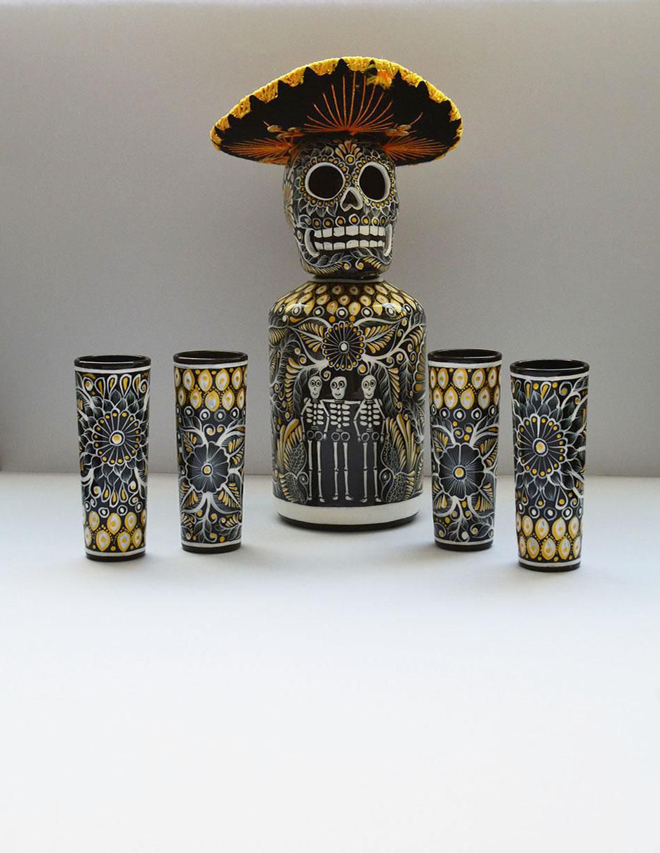 Licorera Día de muertos forma irregular Licorera Día de muertos forma irregular