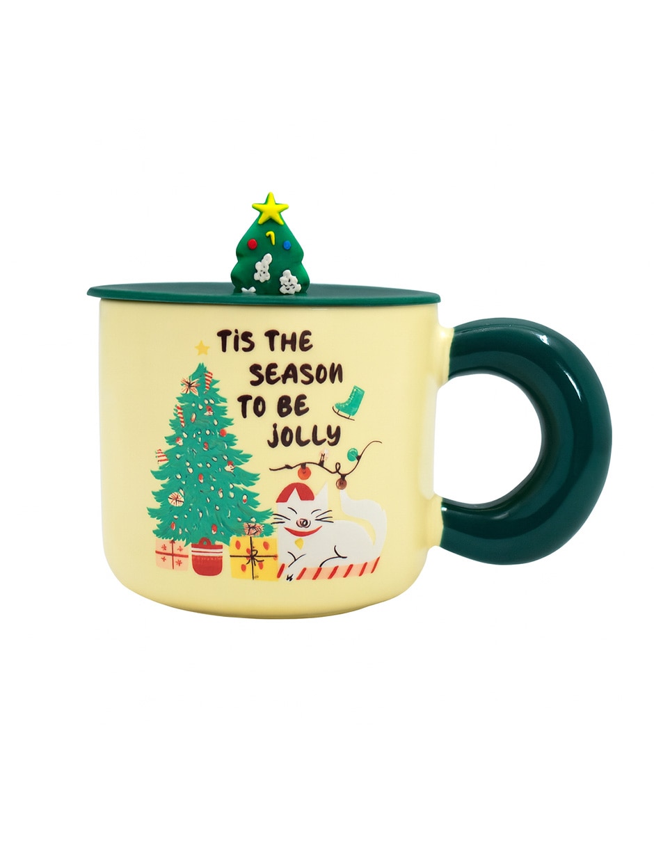 Taza navideña con tapa Wishes 2 piezas