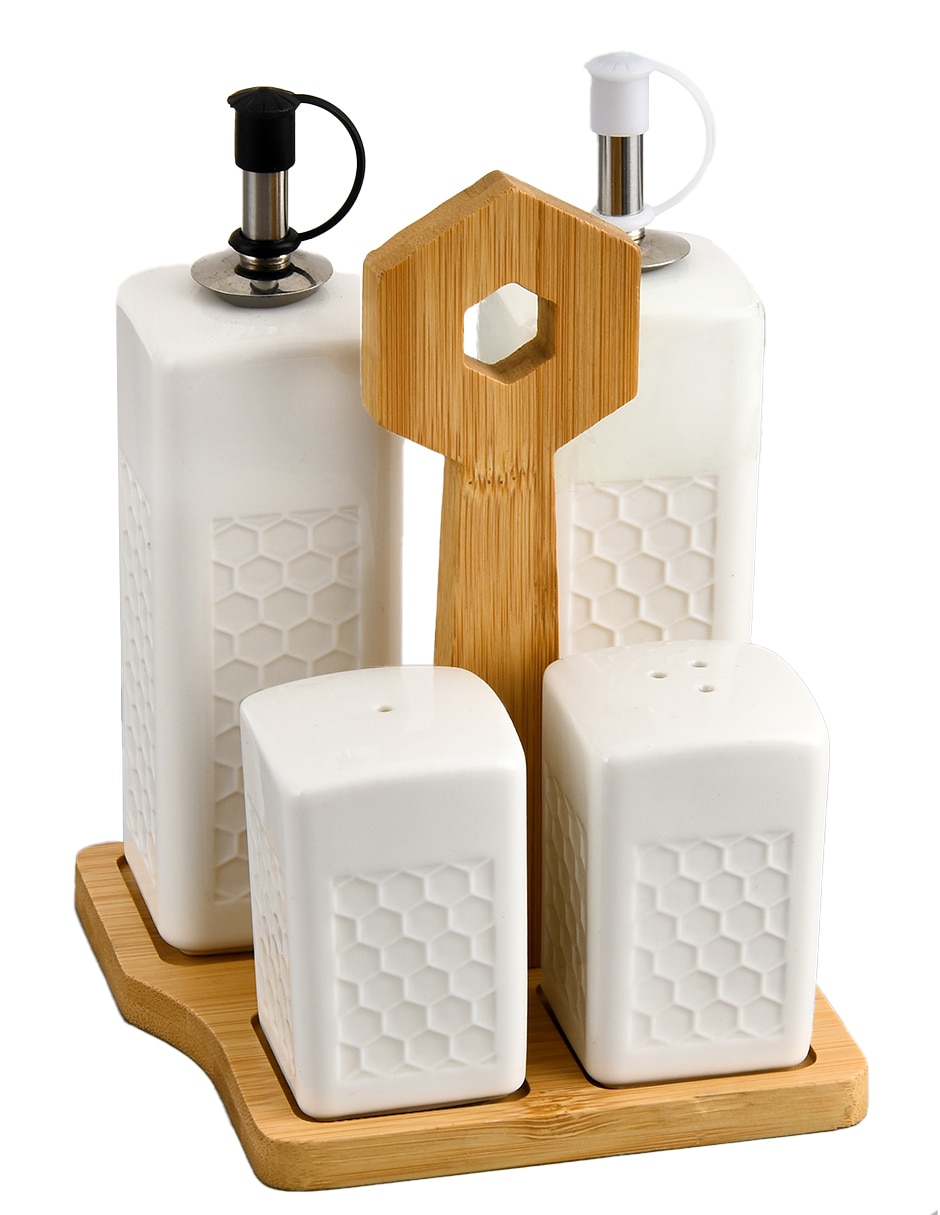 Set de aceite y vinagre Mambu de porcelana Set de aceite y vinagre Mambu de porcelana