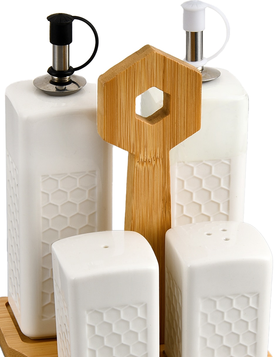Set de aceite y vinagre Mambu de porcelana 2