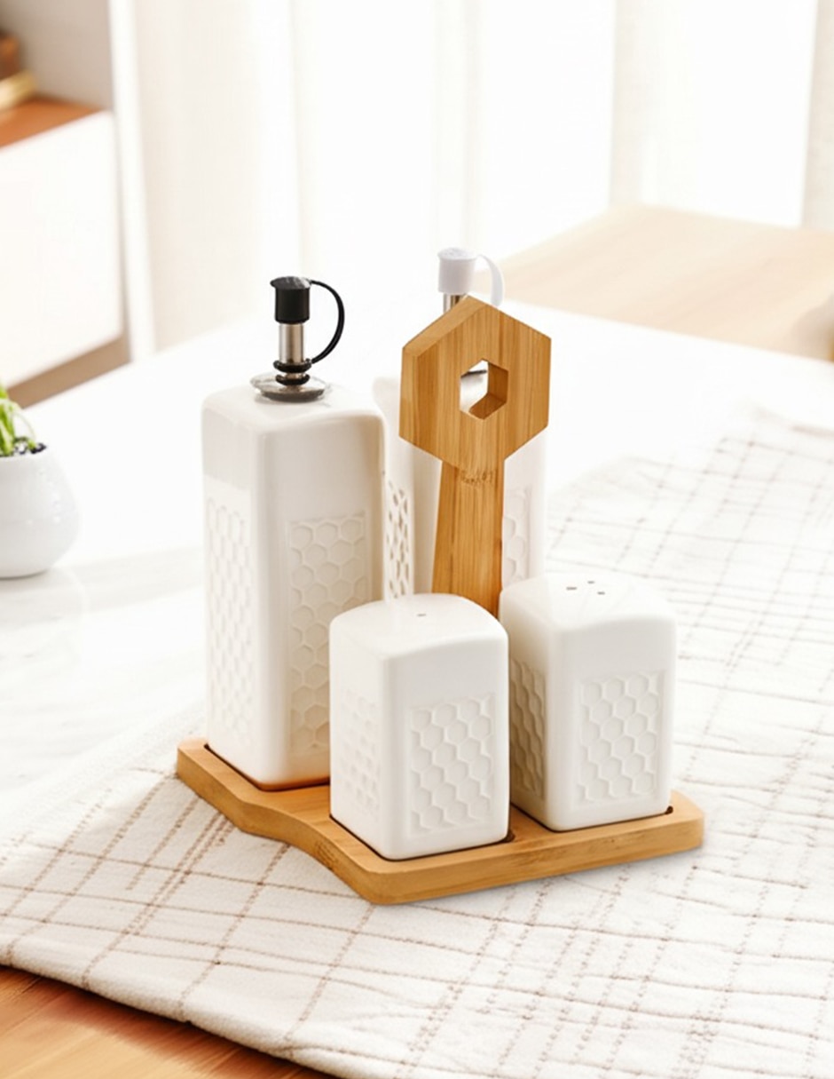 Set de aceite y vinagre Mambu de porcelana 3