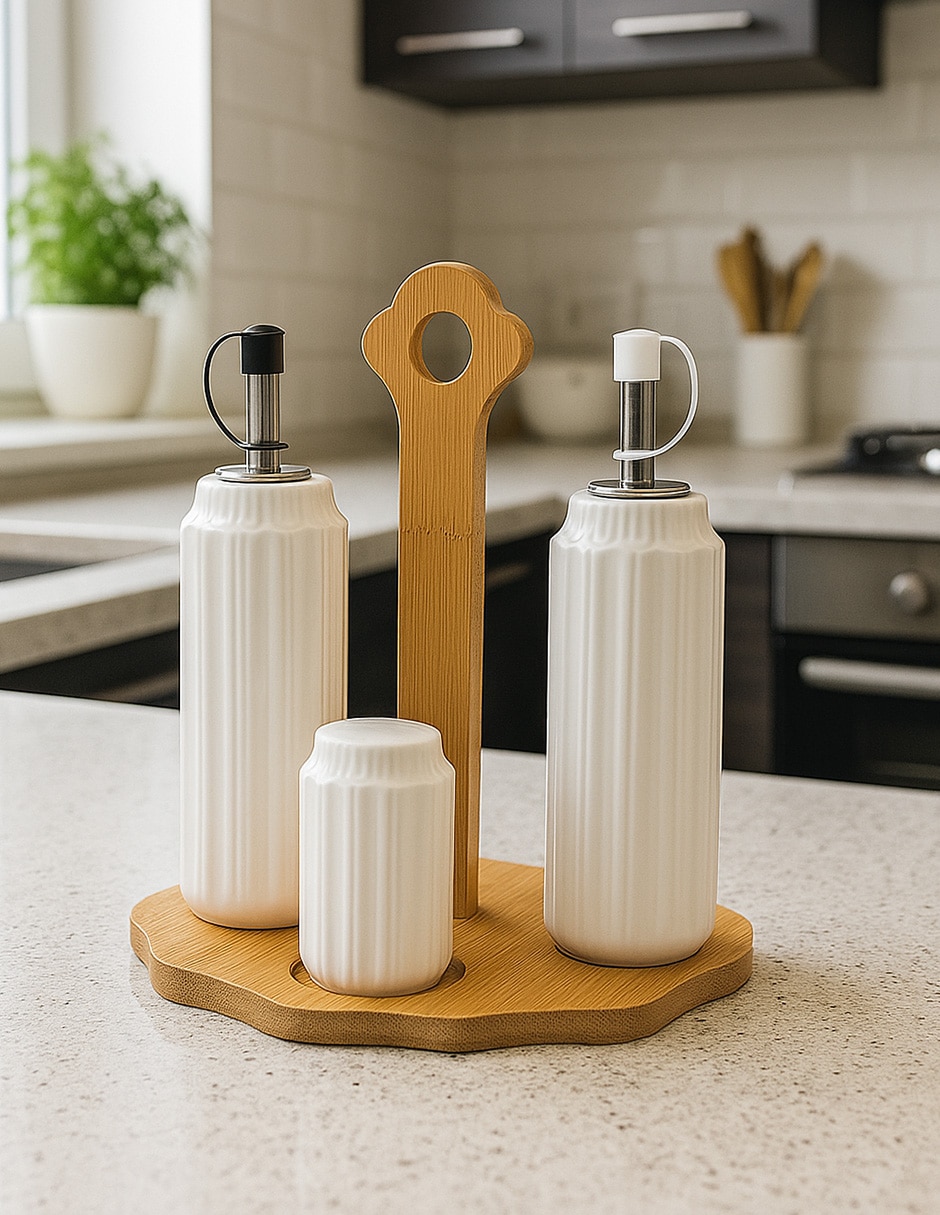 Set de aceite y vinagre de porcelana 4