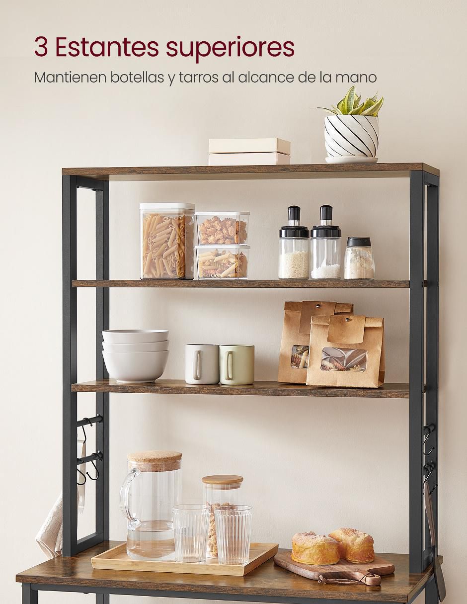 Estante de madera con metal Bellita MKKS019B01 2