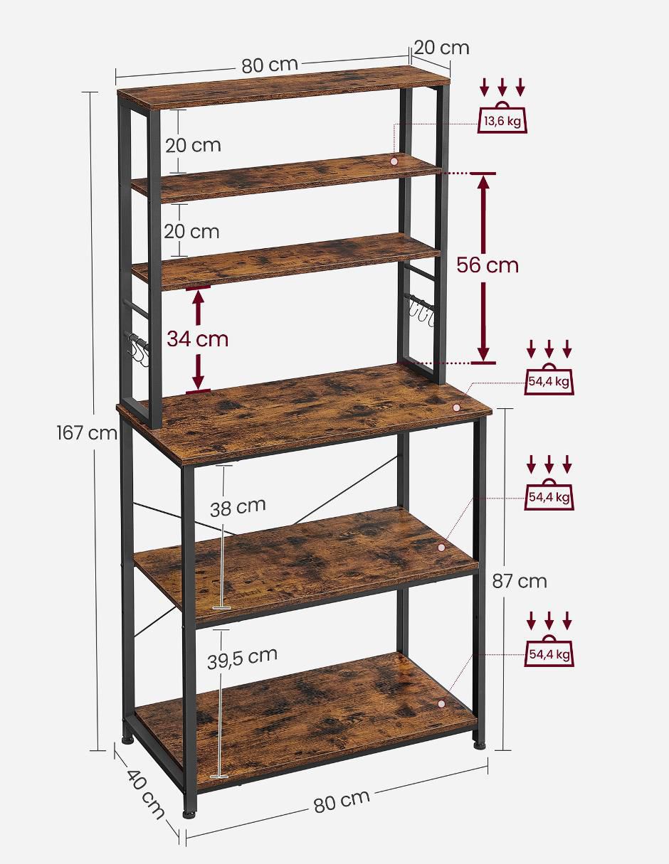 Estante de madera con metal Bellita MKKS019B01 4
