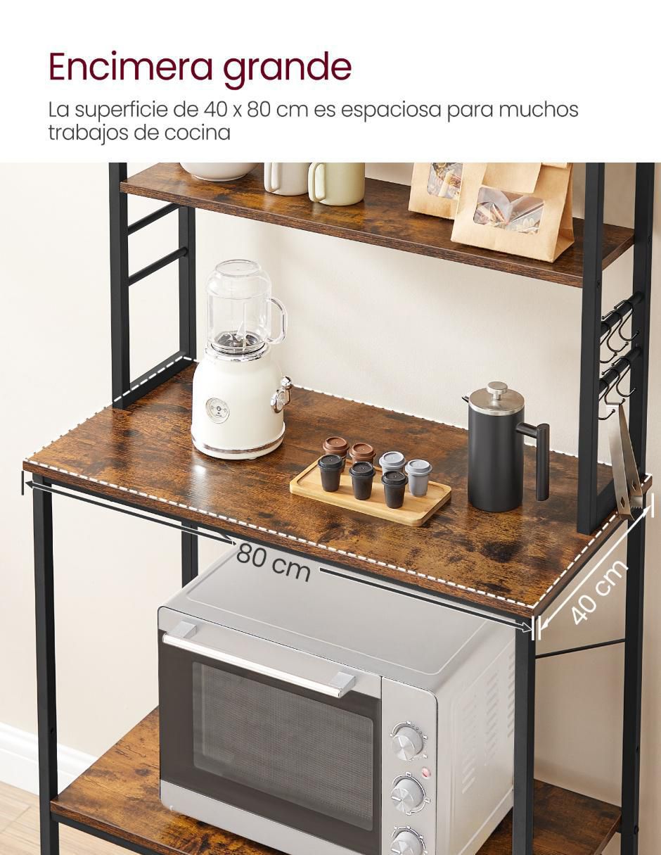 Estante de madera con metal Bellita MKKS019B01 3