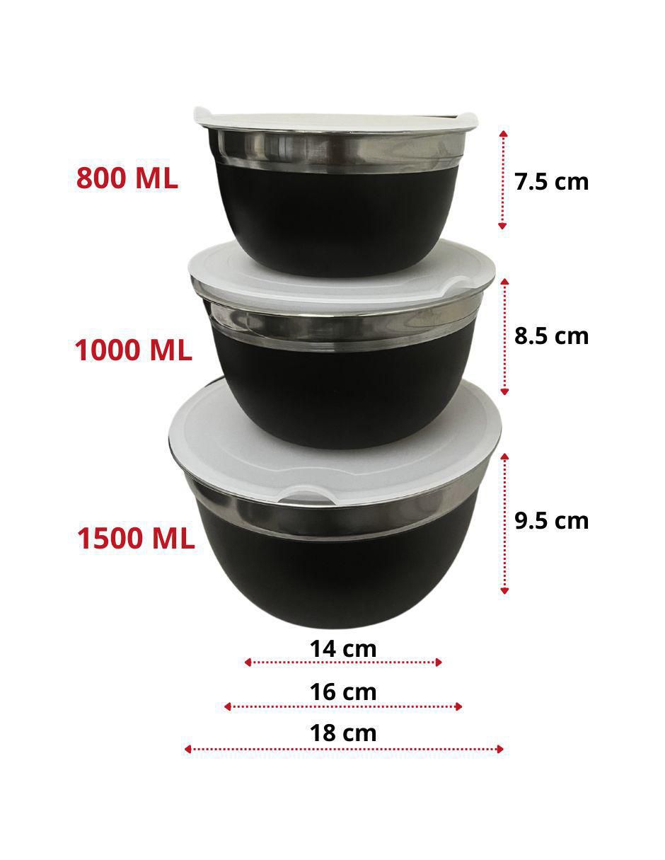 Set bowl 3 piezas de acero inoxidable 6