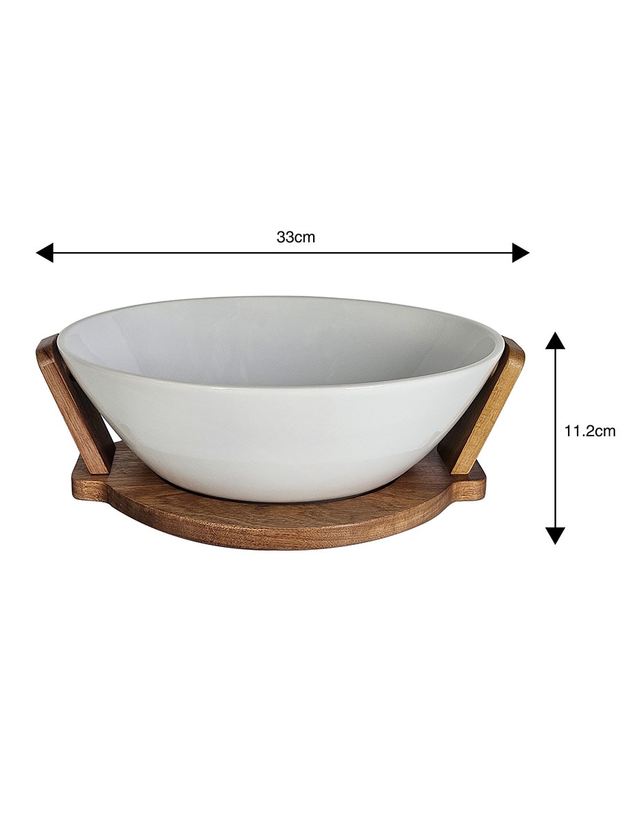 Ensaladera de madera acacia y cerámica 8