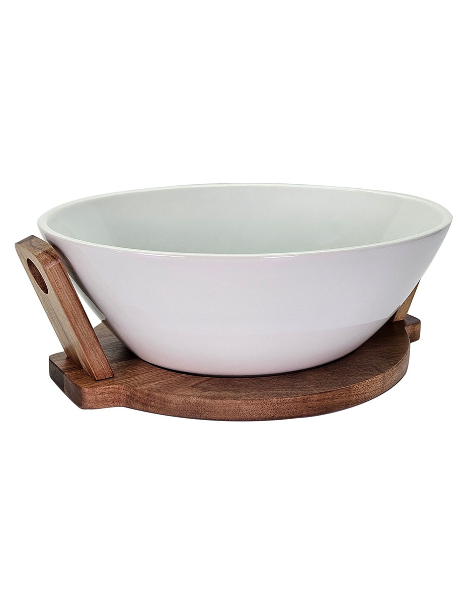 Ensaladera de madera acacia y cerámica 3
