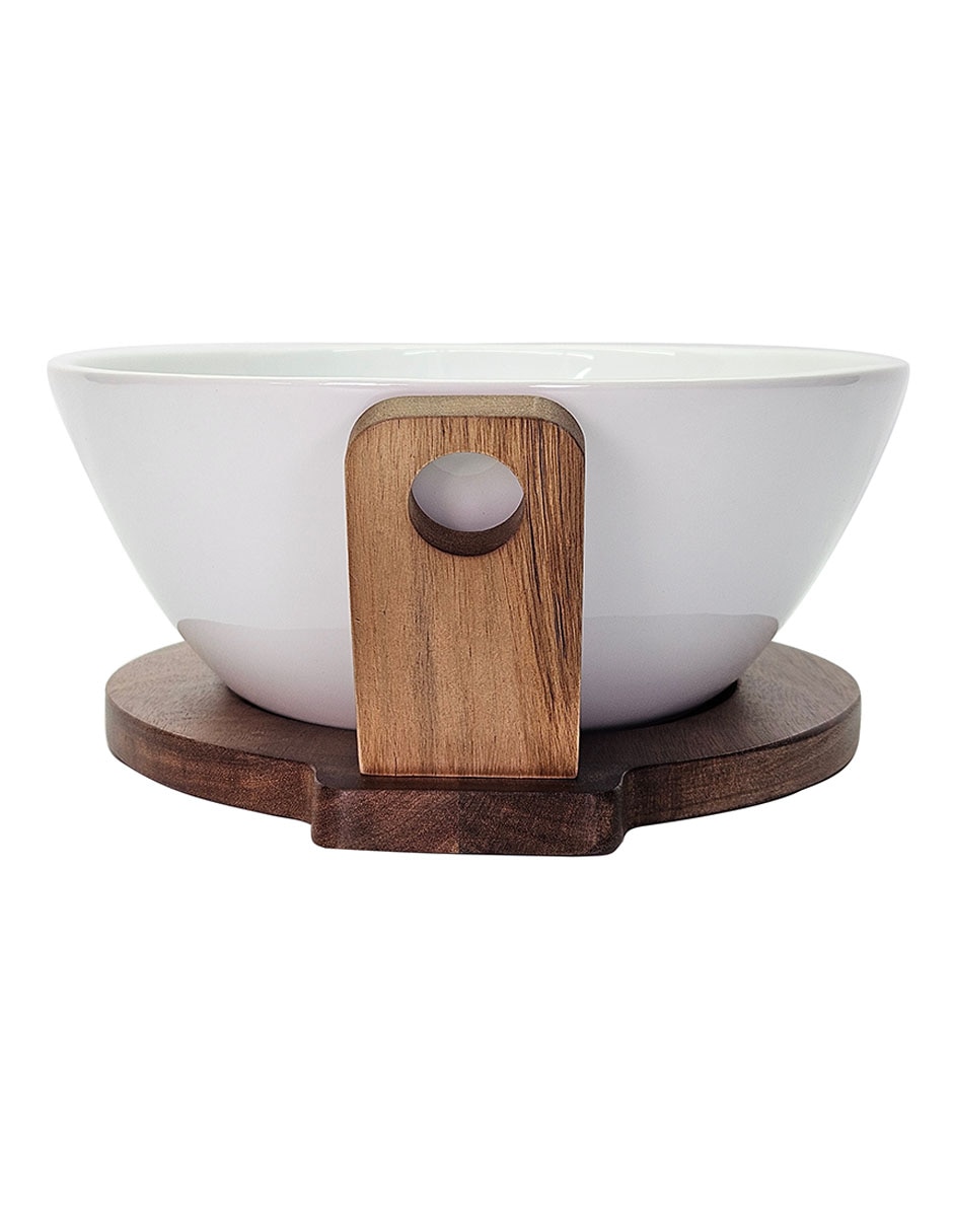 Ensaladera de madera acacia y cerámica 4