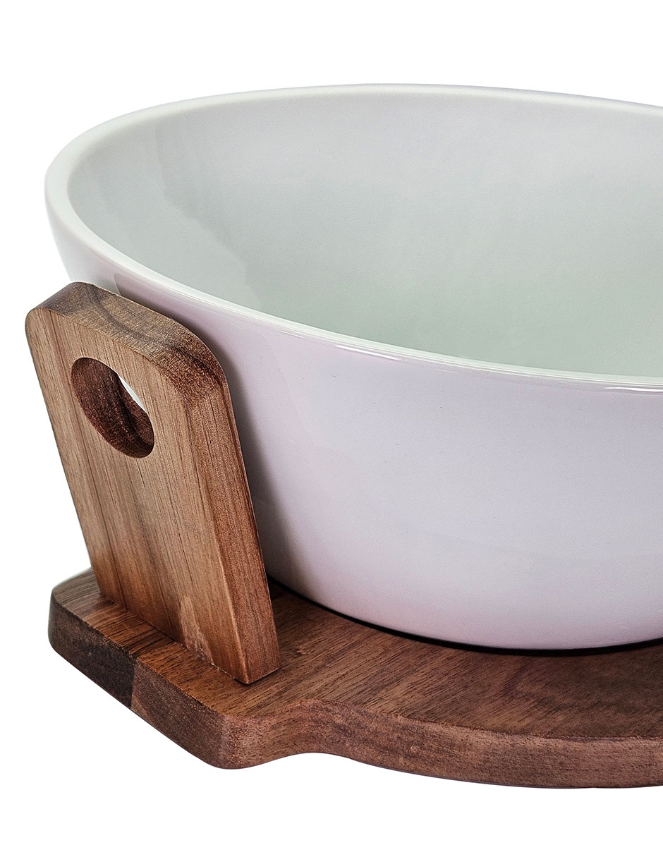 Ensaladera de madera acacia y cerámica 7