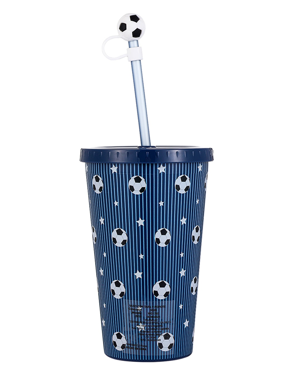 Vaso con tapa y popote de plástico 2
