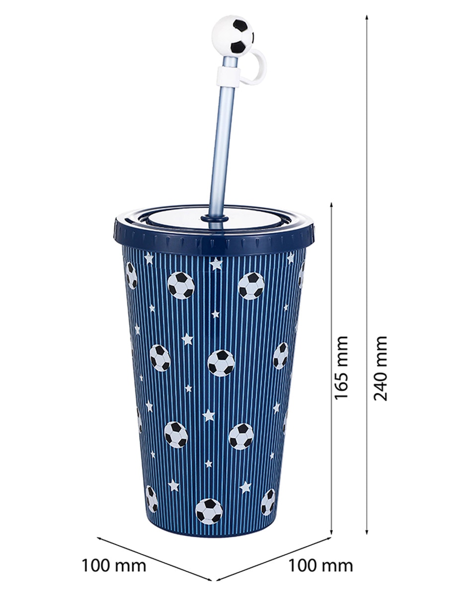 Vaso con tapa y popote de plástico 5