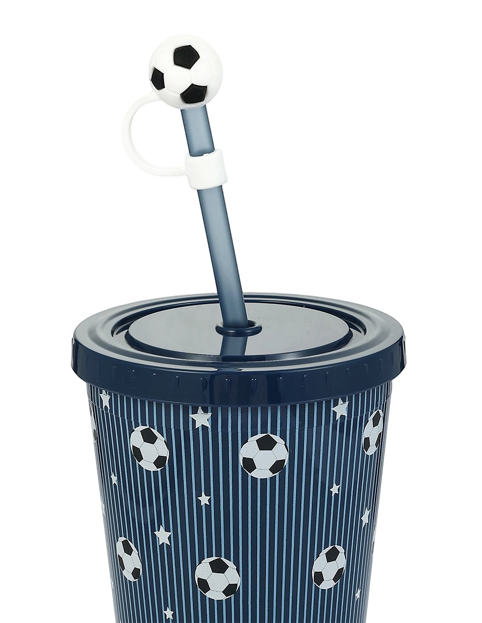 Vaso con tapa y popote de plástico 4