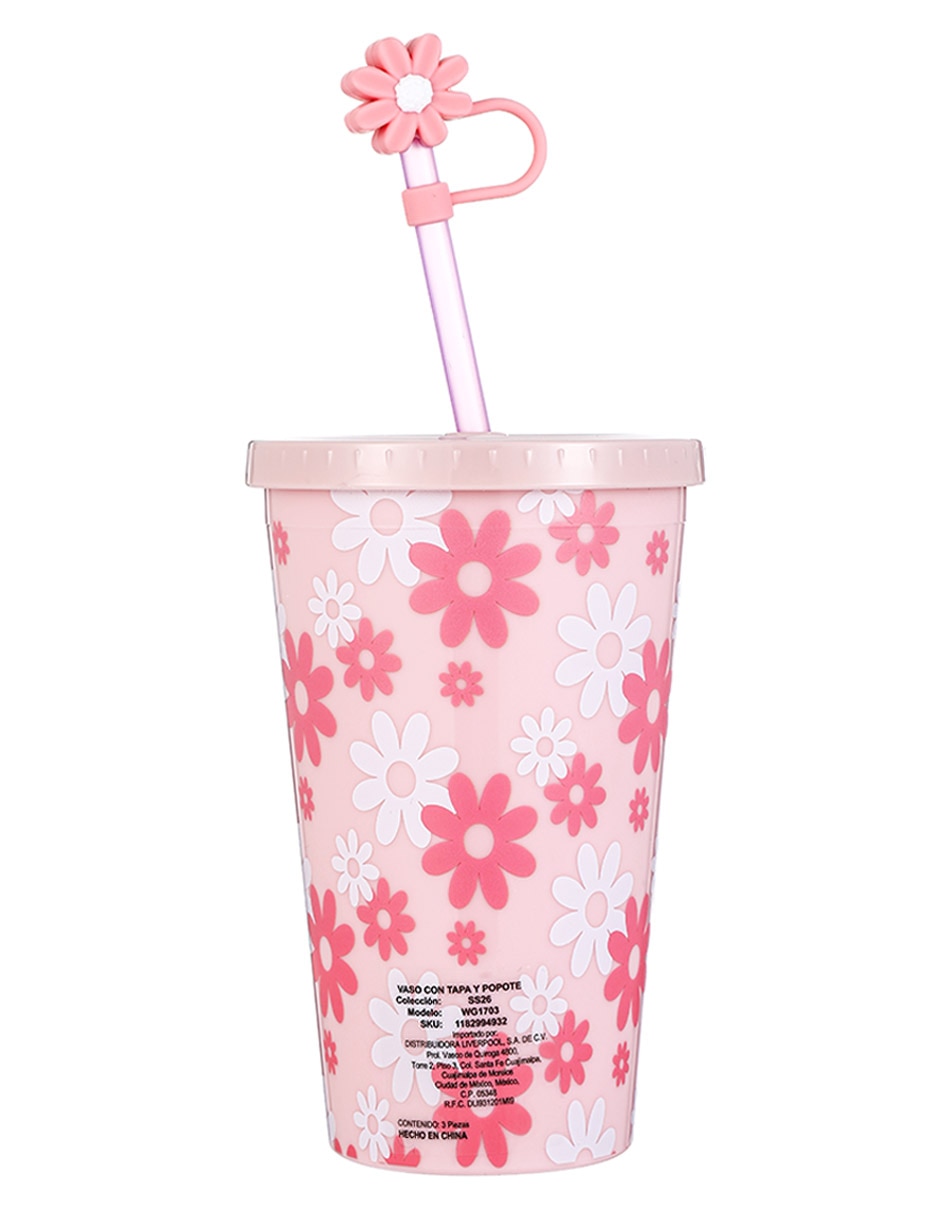 Vaso con tapa y popote 3 piezas 2