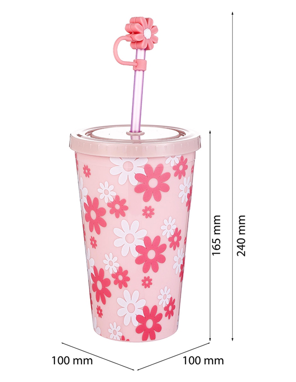 Vaso con tapa y popote 3 piezas 5
