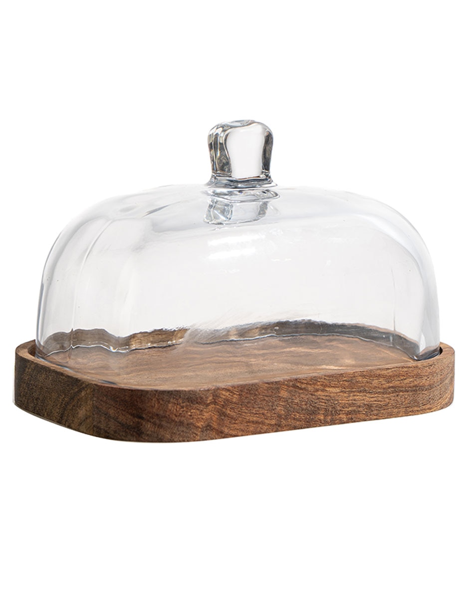 Mantequillero de vidrio y madera acacia 2