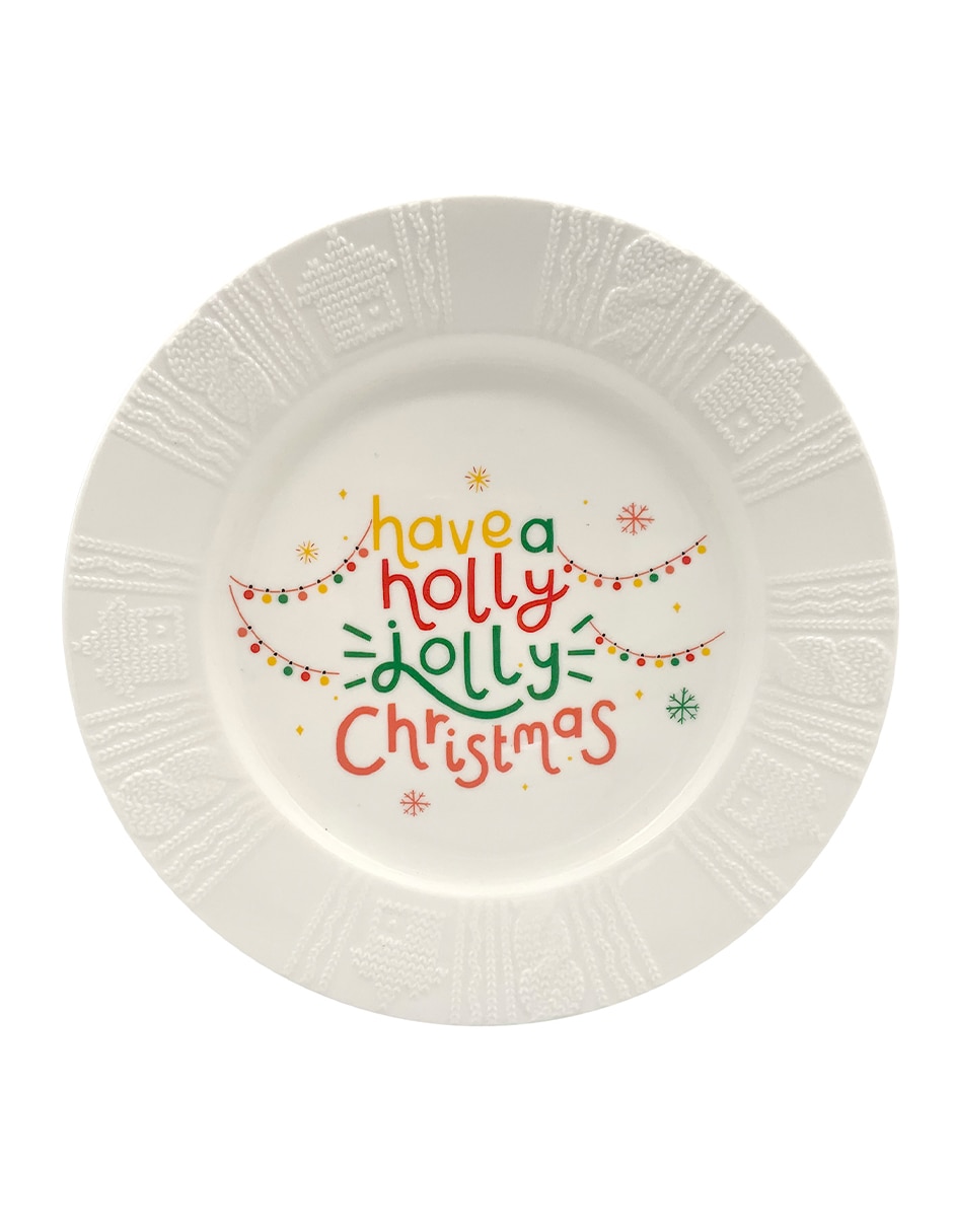 Plato postre navideño Christmassy de porcelana
