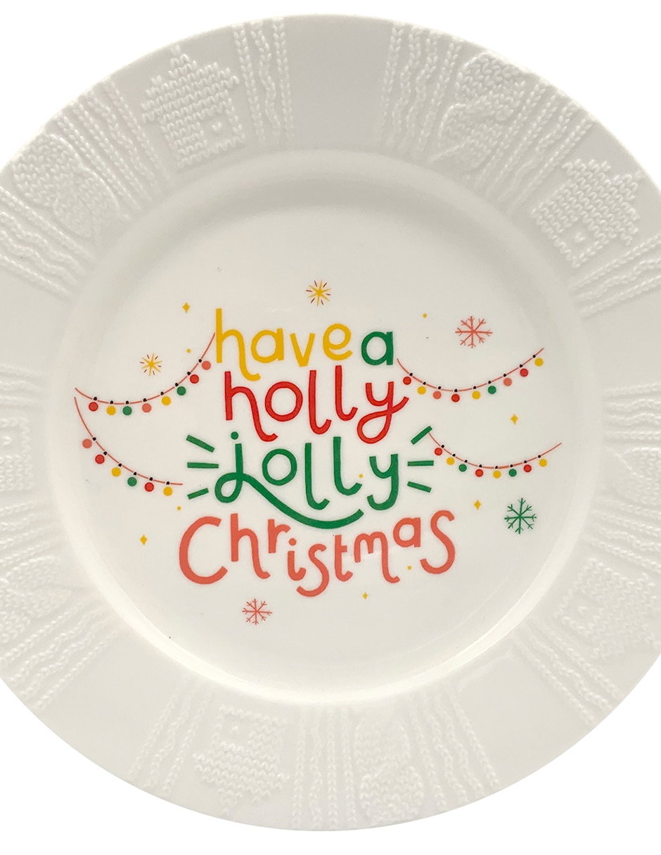 Plato postre navideño Christmassy de porcelana 4