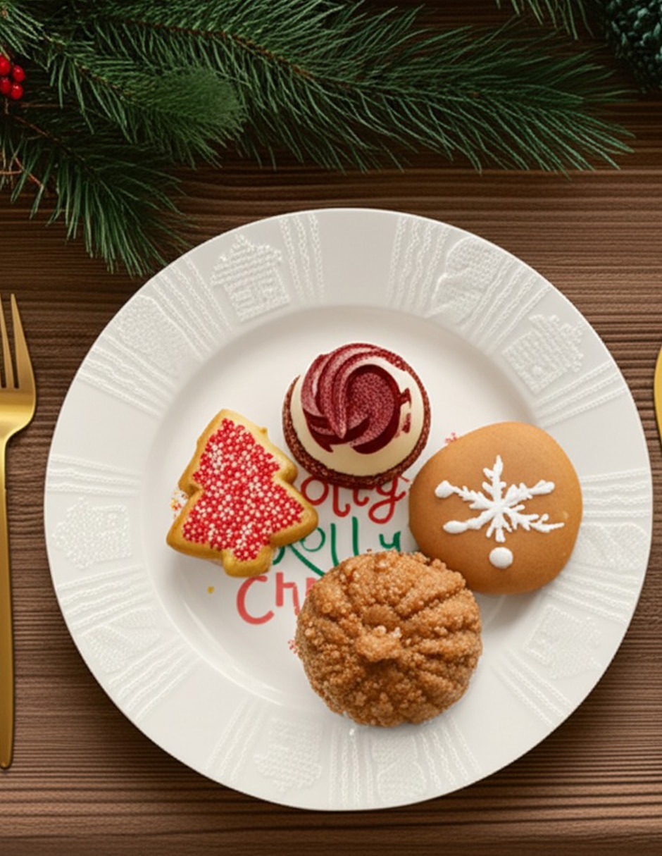 Plato postre navideño Christmassy de porcelana 5