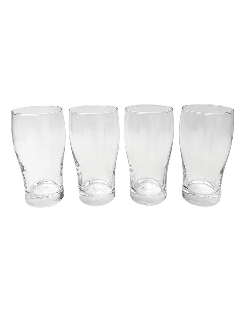 Vaso para cerveza de vidrio con 4 piezas