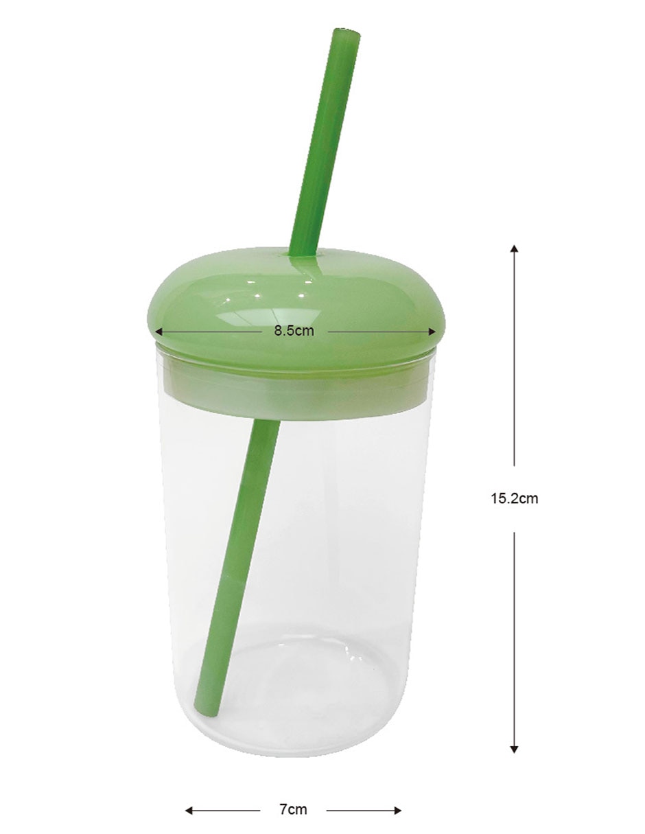 Vaso con tapa y popote con 3 piezas 5
