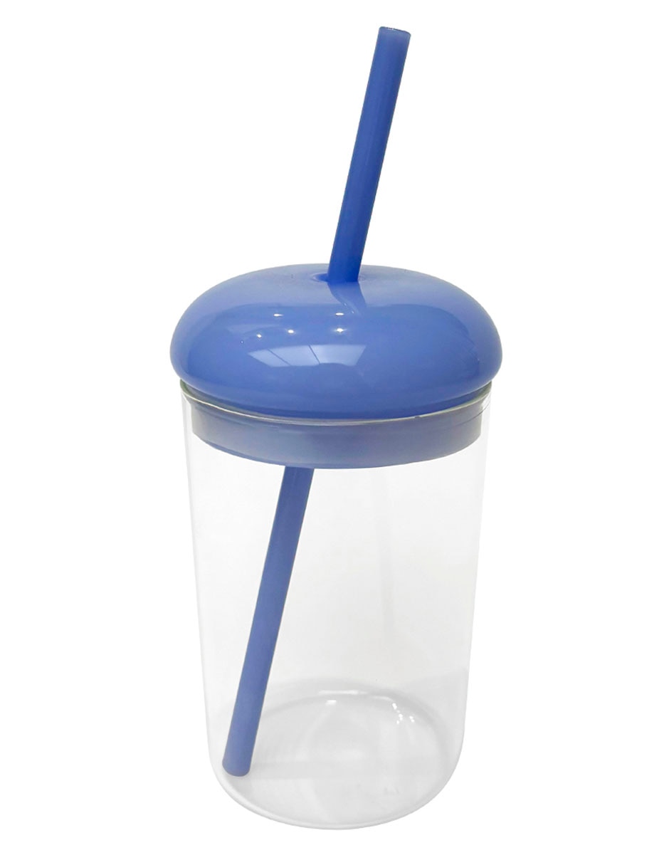 Vaso con tapa y popote