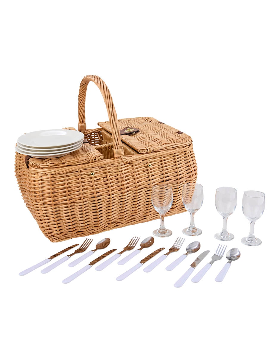 Set canasta para picnic de mimbre Set canasta para picnic de mimbre