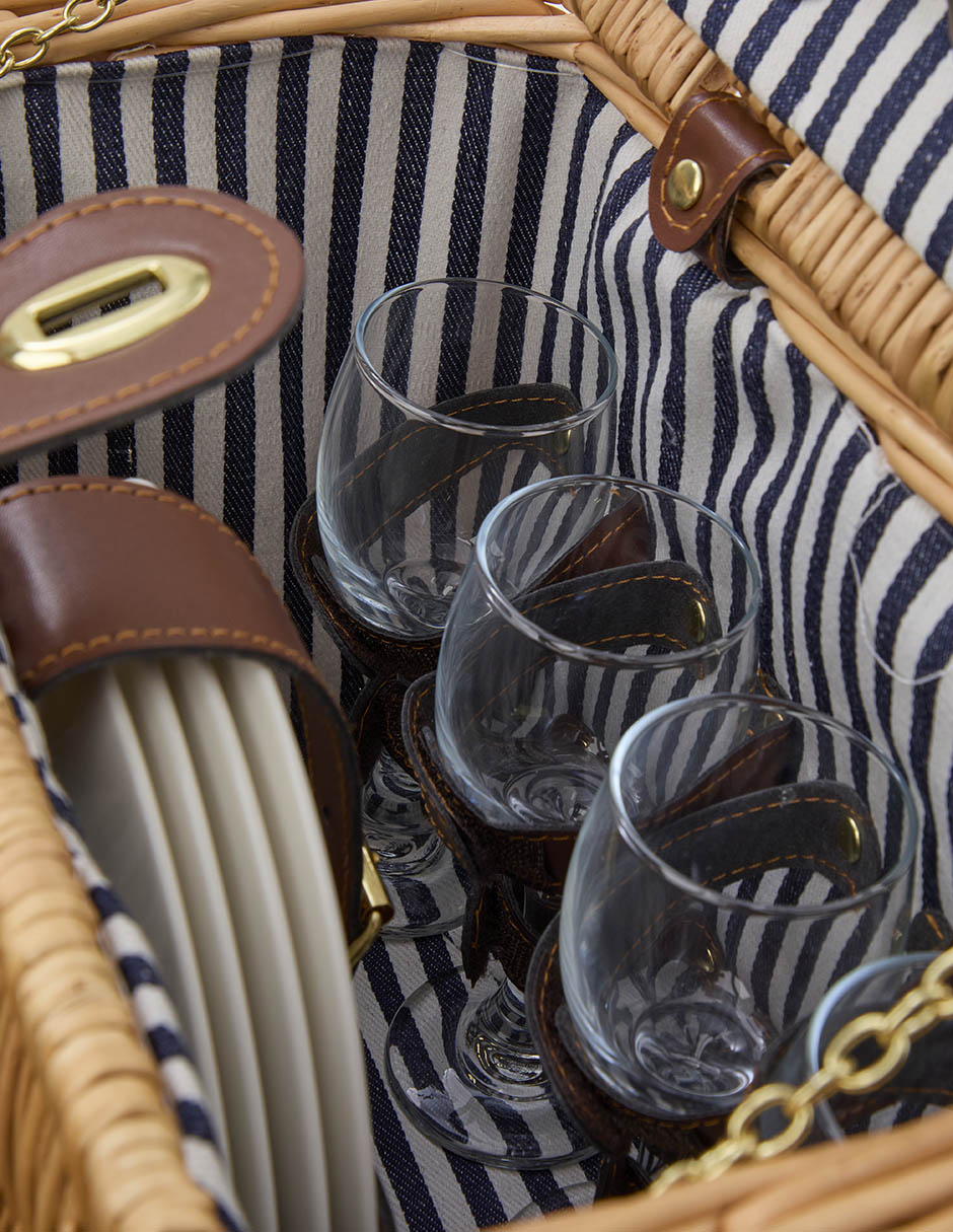 Set canasta para picnic de mimbre 7