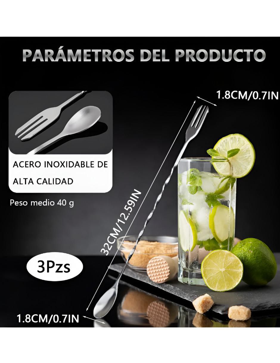 Set agitadores de bebidas de acero inoxidable 4