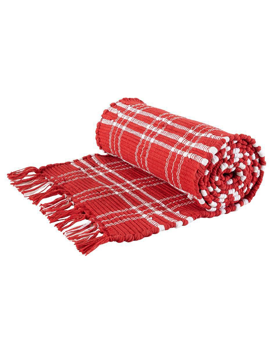 Camino de mesa cuadros rojos navidad 3