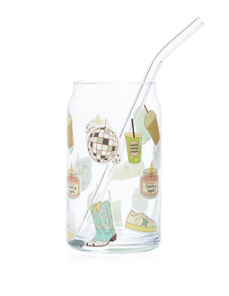 Vaso para agua de vidrio con 2 piezas