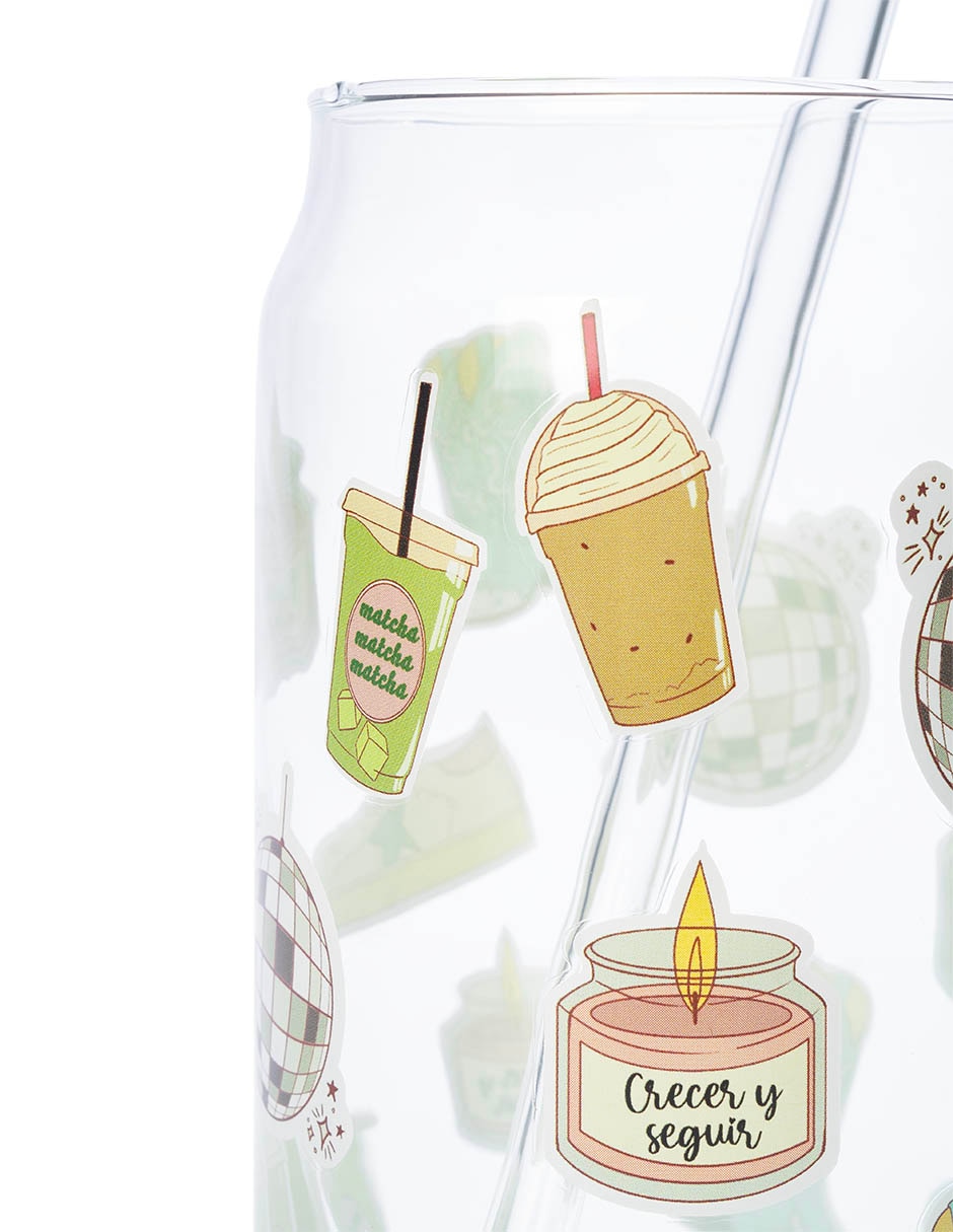 Vaso para agua de vidrio con 2 piezas 2